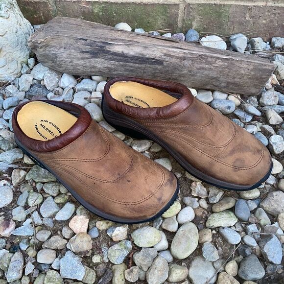 Womens Merrell Jungle Quilted Slides Brown Leather Clogs Mocha Mules Size 7/37.5 - Picture 4 of 10